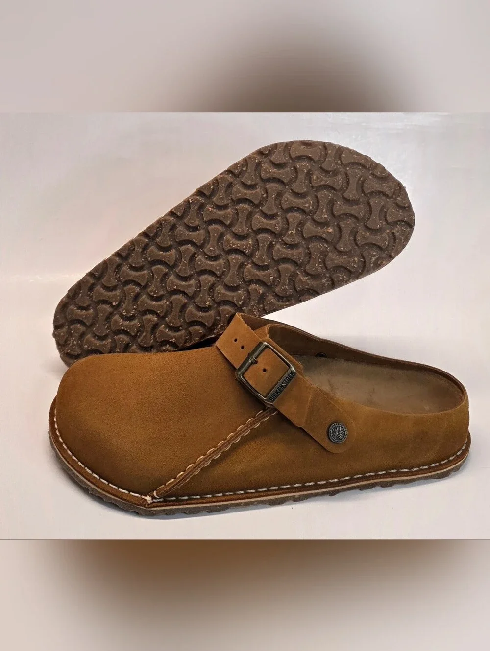 Men's Birkenstock Lutry Premium Suede Leather Clog Shoes Brown Men's Sz 43 Sz 10
